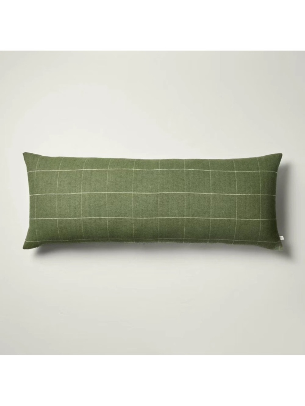14"x36" Windowpane Plaid Oblong Pillow Dark Green - Hearth & Hand Magnolia NEW